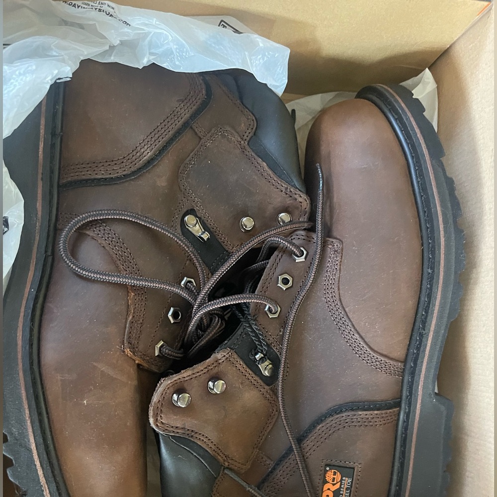 TIMBERLAND PRO STEEL TOE BOOTS- BlackBrown Leather Boots. Never worn with tags.